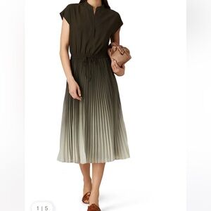 Club Monaco Ombré Olive Green Pleated Dress